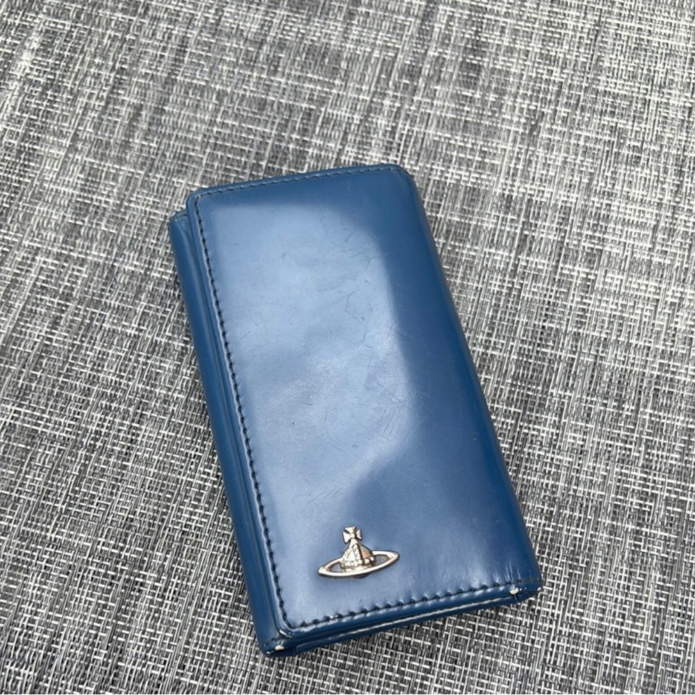 Vintage Vivienne Westwood Blue Leather Small Key Holder Wallet